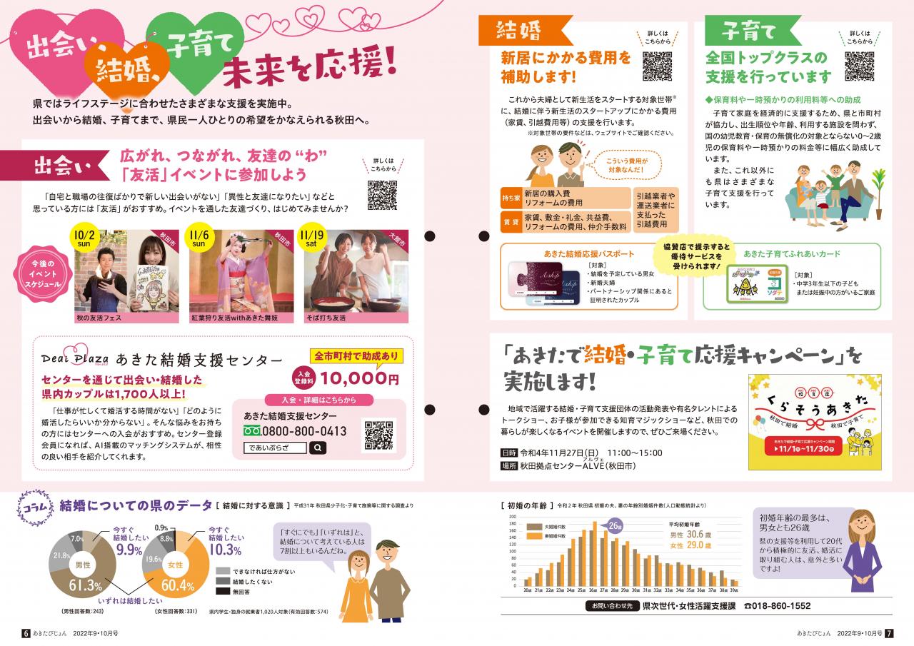 画像：広報紙あきたびじょん2022年9･10月号　出会い・結婚・子育て